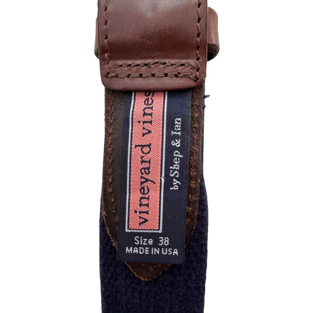 Vineyard Vines Mens 38 Crab Coral Silk Canvas Club Belt Navy Pink Made in USA